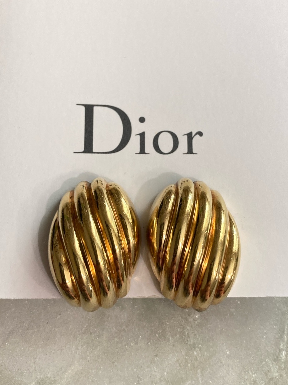 Vintage Dior Earrings Gold Plated Clip Ons